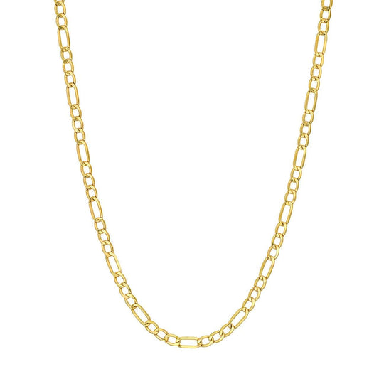 14K Yellow Gold 2.45mm Hollow Beveled Figaro Chain