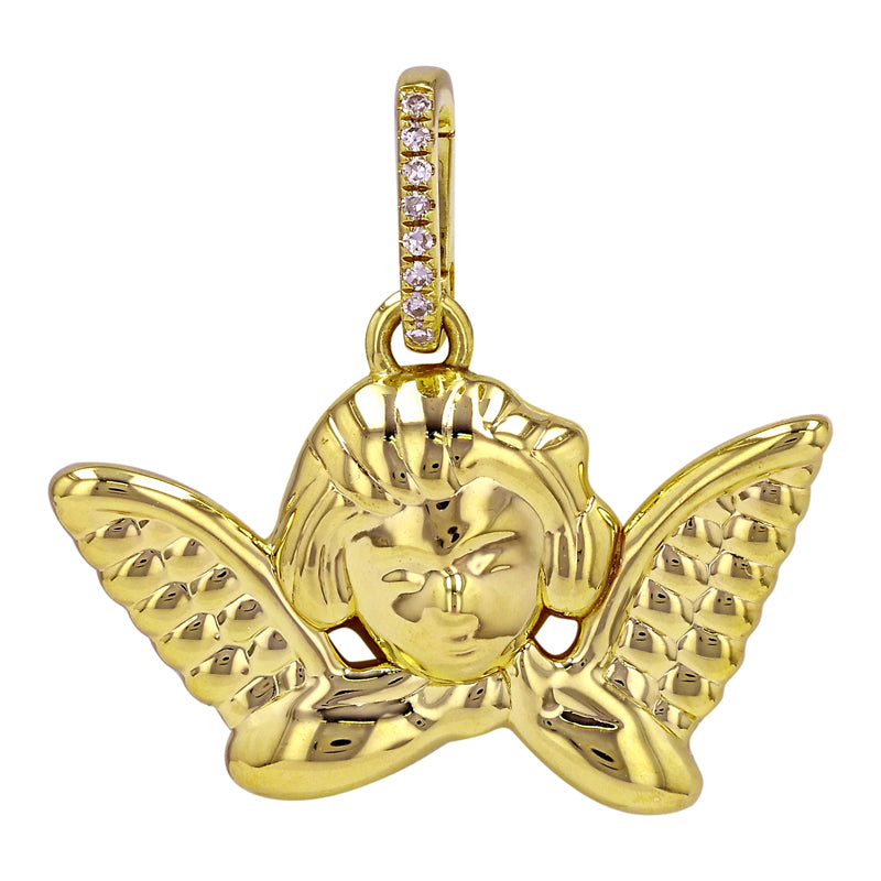 14k Yellow Gold Angel Diamond Charm