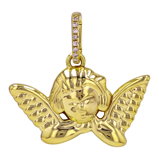 14k Yellow Gold Angel Diamond Charm