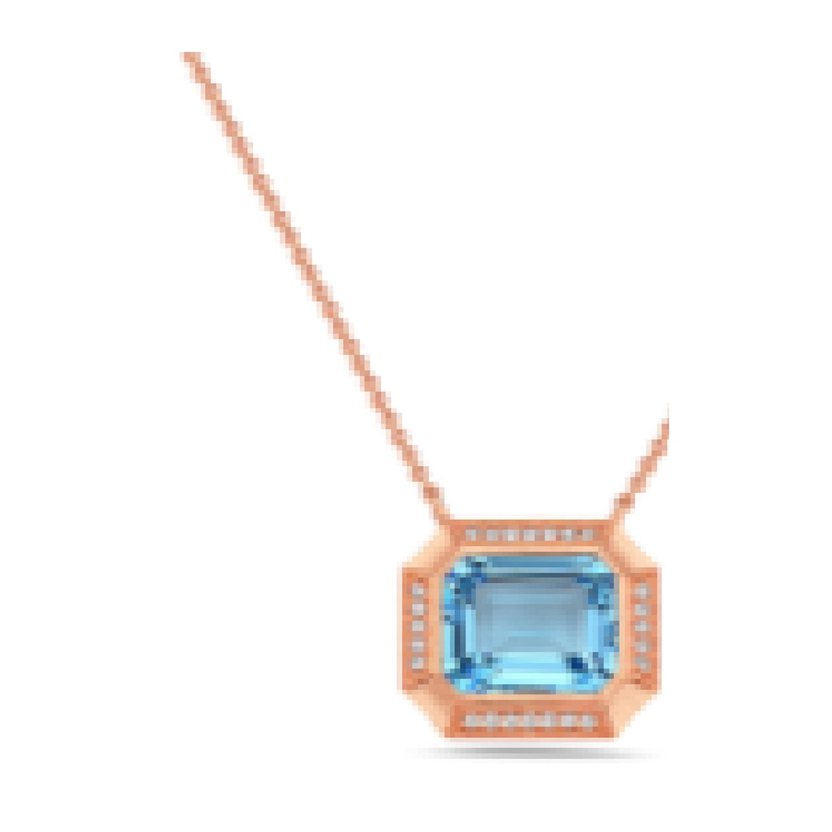 14K Yellow Gold Blue Topaz & Diamond Geometric Necklace - 0.12 ctw