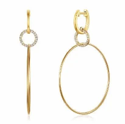 14K Yellow Gold Circle Link Earrings With Diamonds - Susan Blake Jewelry