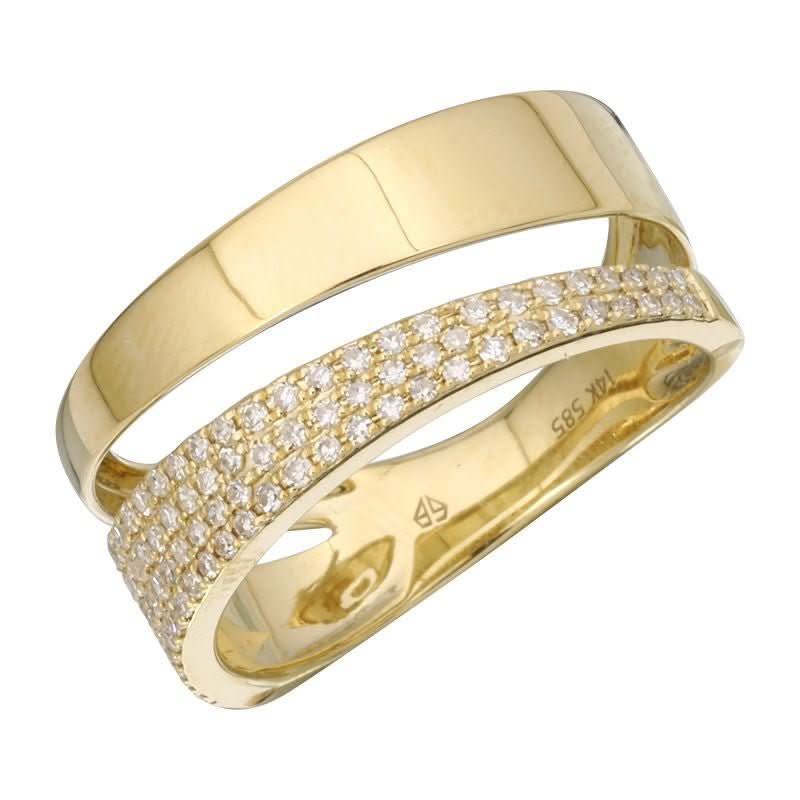 14K Yellow Gold Crossover Pave Diamond Ring - Susan Blake Jewelry