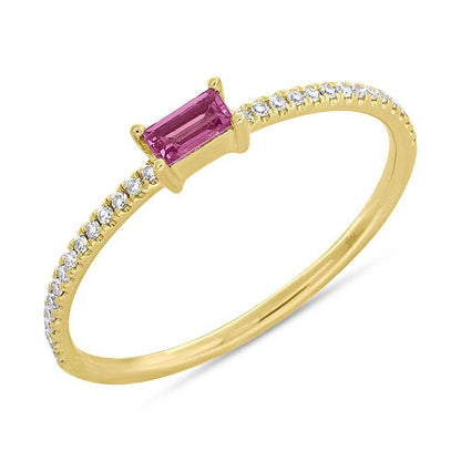 14K Yellow Gold Diamond & Pink Sapphire Ring, alternate view 2