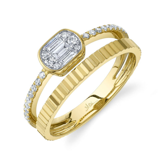14K Yellow Gold Diamond Baguette Ring