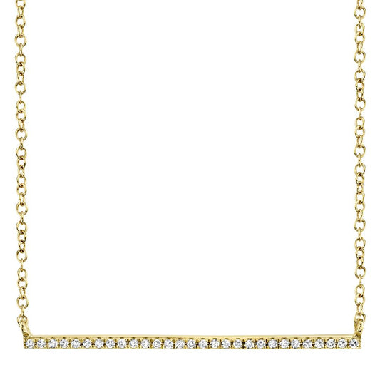 14K Yellow Gold Diamond Bar Necklace