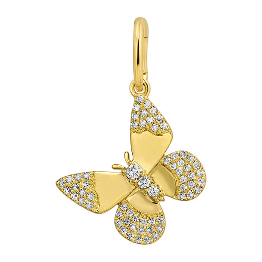 14K Yellow Gold Diamond Butterfly Enhancer Charm