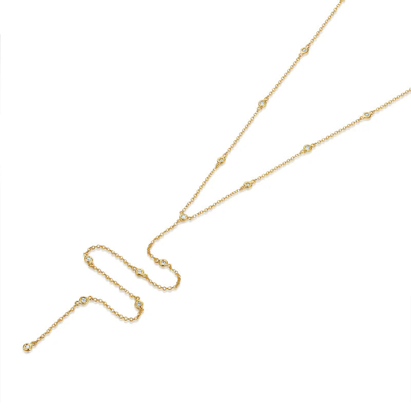 14K yellow gold diamond by the yard lariat necklace