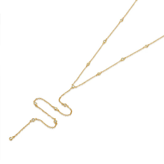 14K yellow gold diamond by the yard lariat necklace