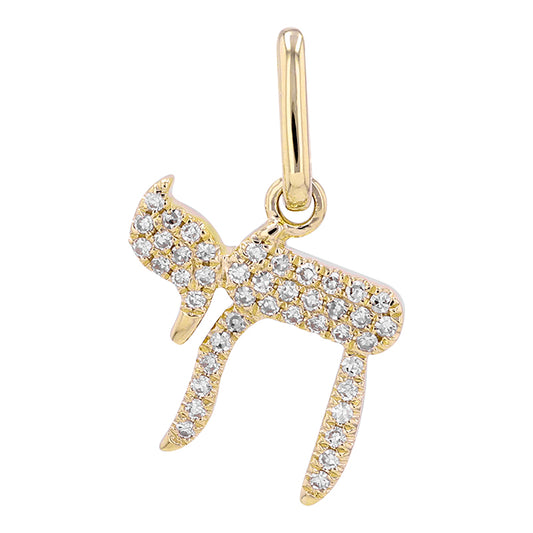 14K Yellow Gold Diamond Chai Enhancer Charm