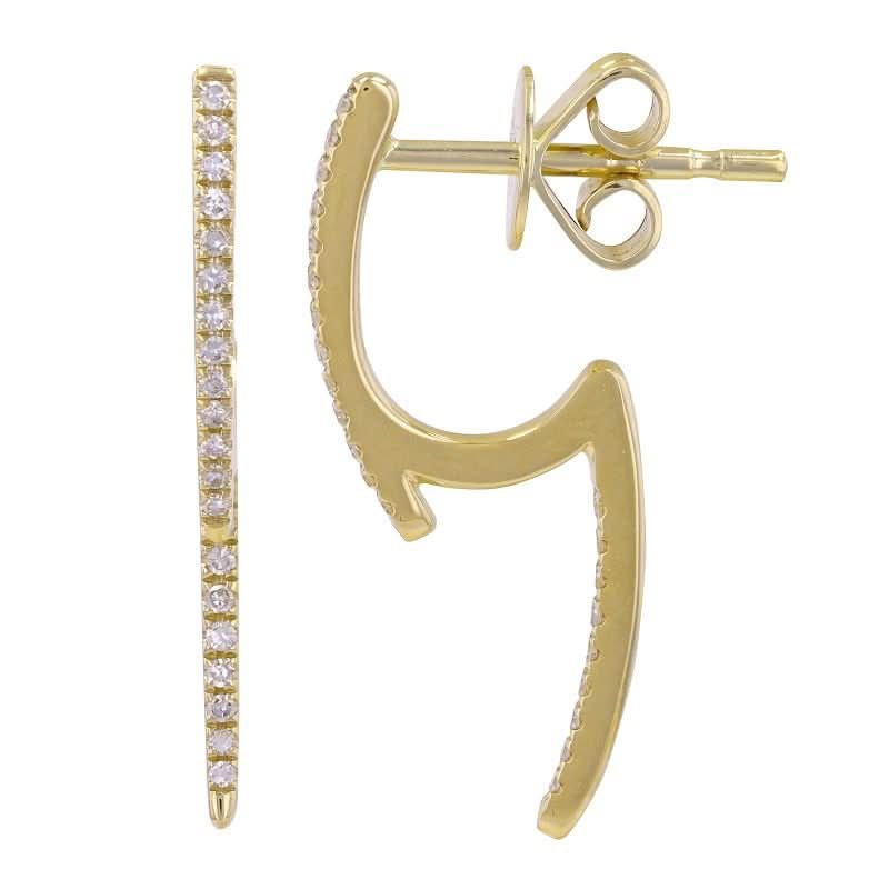 14K Yellow Gold Diamond Front & Back Spike Earrings