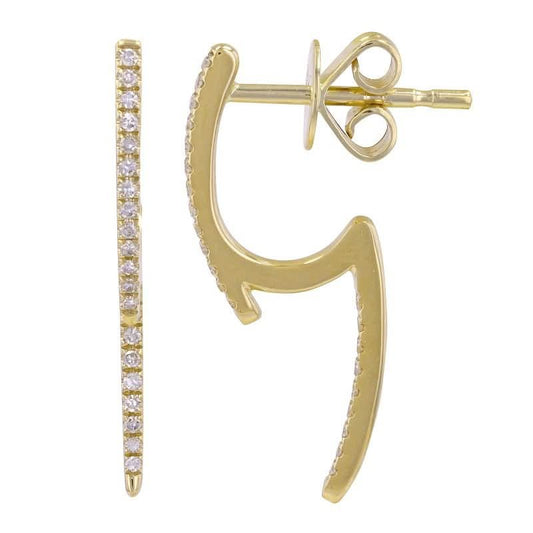 14K Yellow Gold Diamond Front & Back Spike Earrings