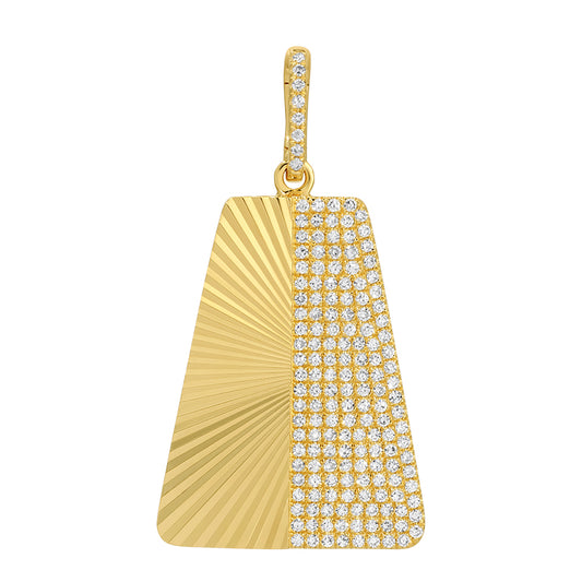 14K Yellow Gold Diamond Geometric Tag Enhancer Charm