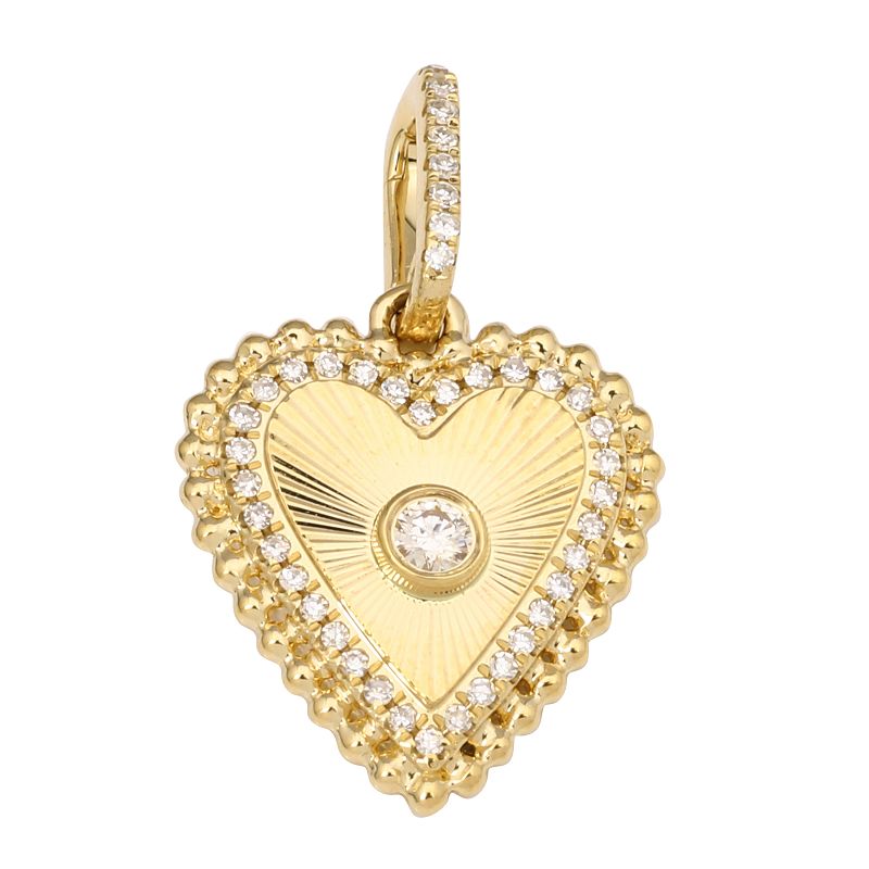 14K Yellow Gold Diamond Heart Enhancer Charm
