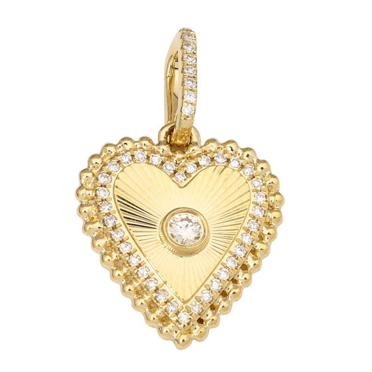 14K Yellow Gold Diamond Heart Enhancer Charm