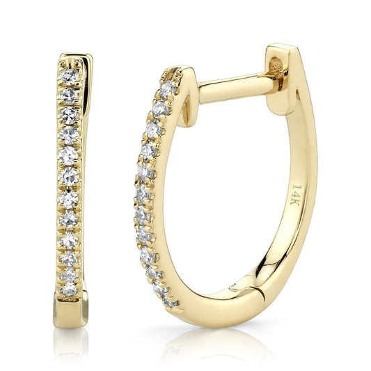 14K Yellow Gold Diamond Huggie Earrings 0.08 CTW