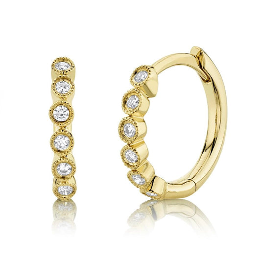 14K Yellow Gold Diamond Huggie Earrings 0.11 CTW