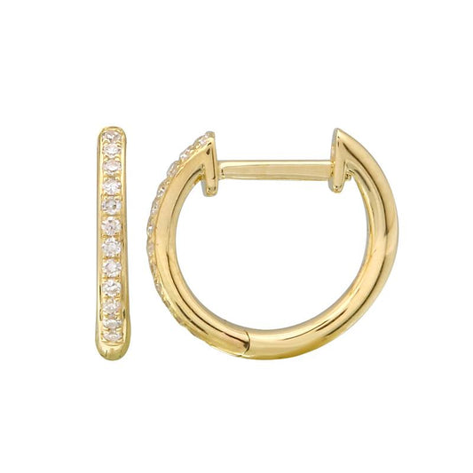 14K Yellow Gold Diamond Huggie Earrings - 11mm (0.07ctw)