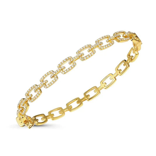 14k Yellow Gold Diamond Link Bangle