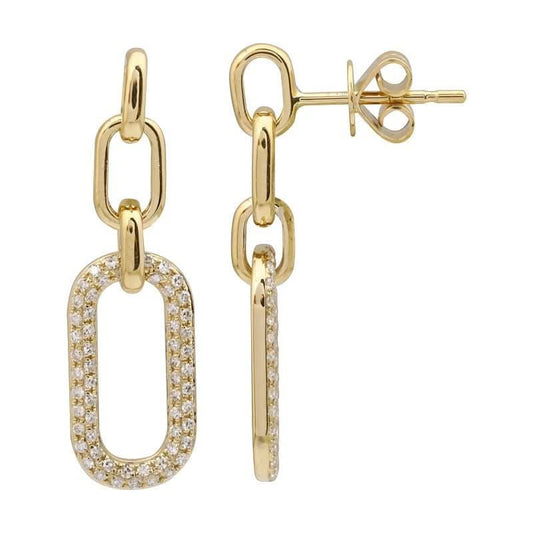 14K Yellow Gold Diamond Link Earrings