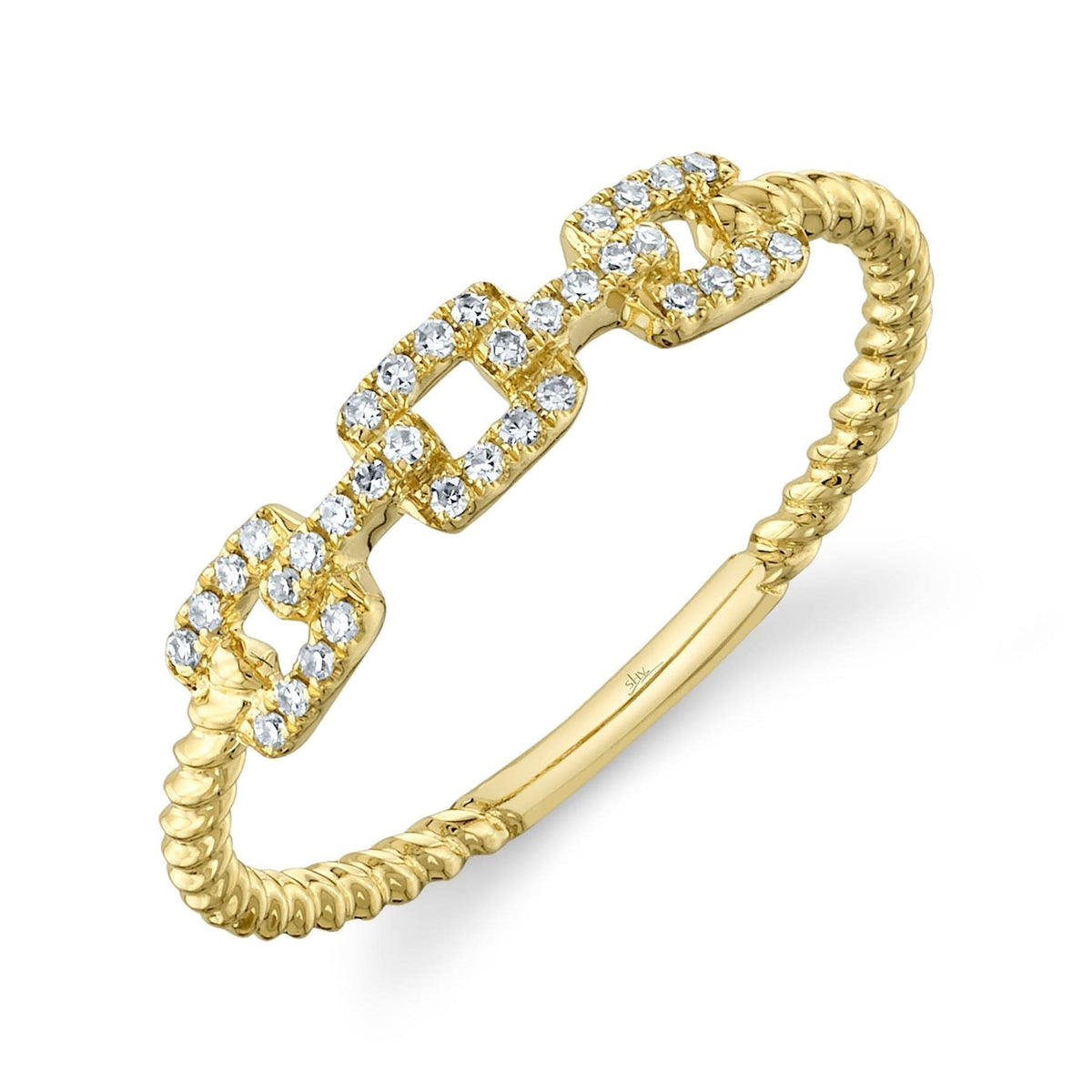 14K Yellow Gold Diamond Link Ring