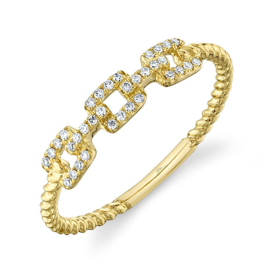 14K Yellow Gold Diamond Link Ring