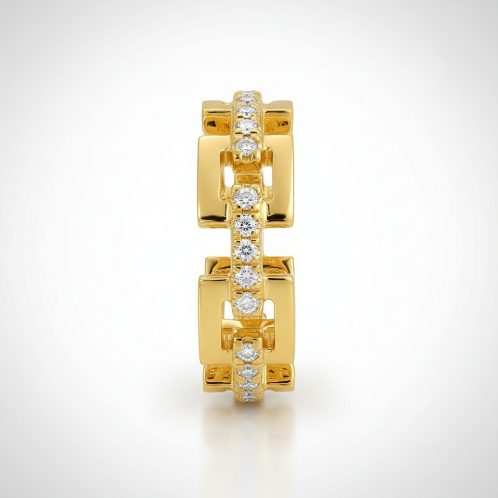 14k Yellow Gold Diamond Link Rondelle, alternate view 2