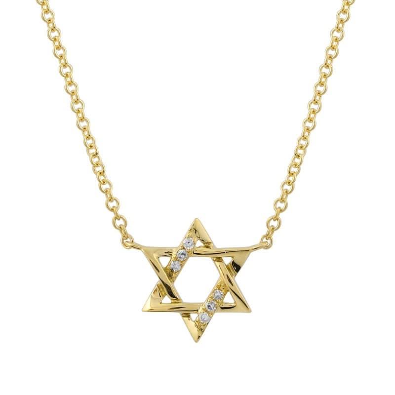 14k Yellow Gold Diamond Necklace – 10mm and 0.02 CT, alternate view 2
