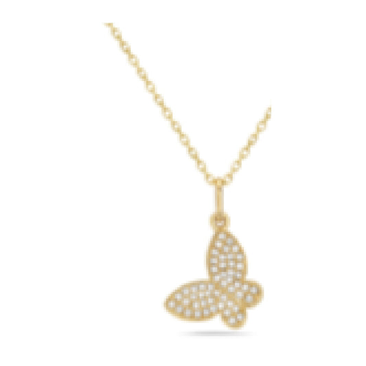 14K Yellow Gold Diamond Pavé Butterfly Pendant - 0.13 ctw