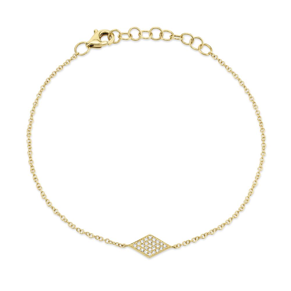 14K Yellow Gold Diamond Pavé Diamond Shape Bracelet