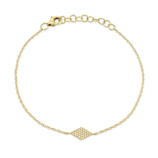 14K Yellow Gold Diamond Pavé Diamond Shape Bracelet