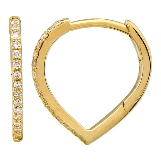 14K Yellow Gold Diamond Pave Heart-Shaped Huggie Earrings