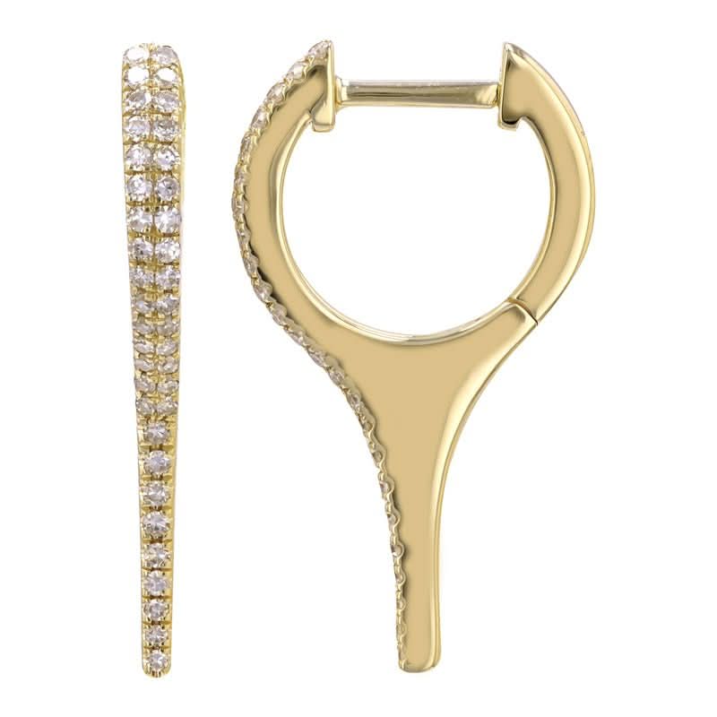 14k Yellow Gold Diamond Pointy Huggie Earrings