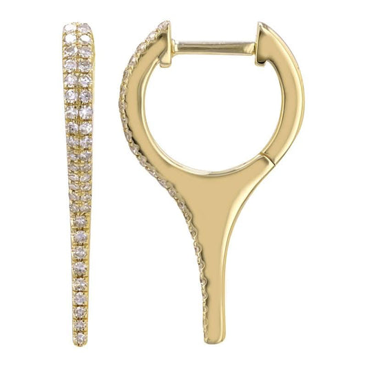 14k Yellow Gold Diamond Pointy Huggie Earrings