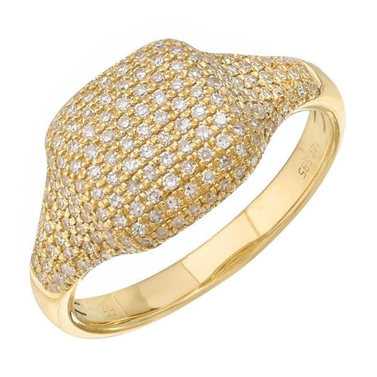 14k Yellow Gold Diamond Signet Ring