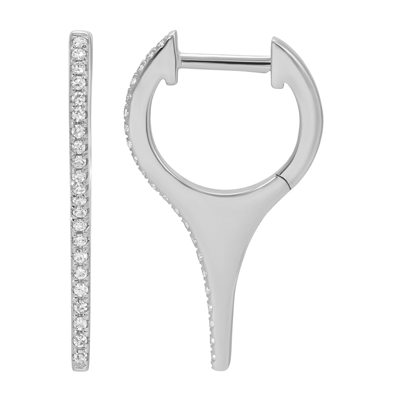 14k Yellow Gold Diamond Spike Huggie Earrings (21mm), alternate view 2