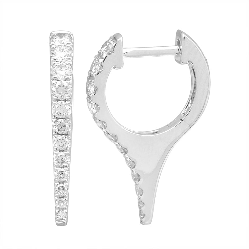 14k Yellow Gold Diamond Spike Huggie Earrings and Small, alternate view 2