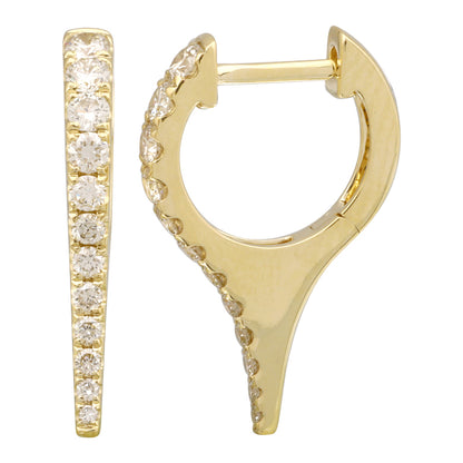 14k Yellow Gold Diamond Spike Huggie Earrings and Small