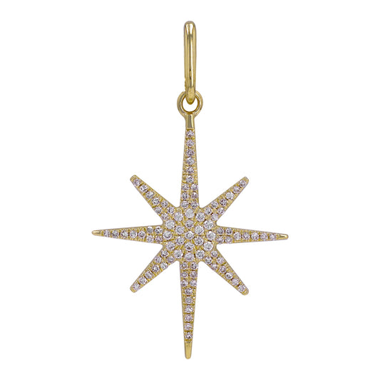 14K Yellow Gold Diamond Starburst Enhancer Charm