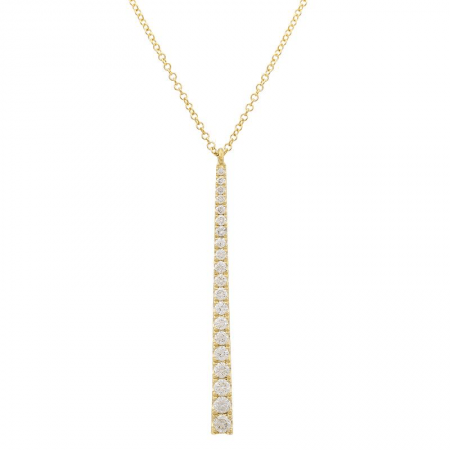 14k Yellow Gold Diamond Vertical Bar Necklace