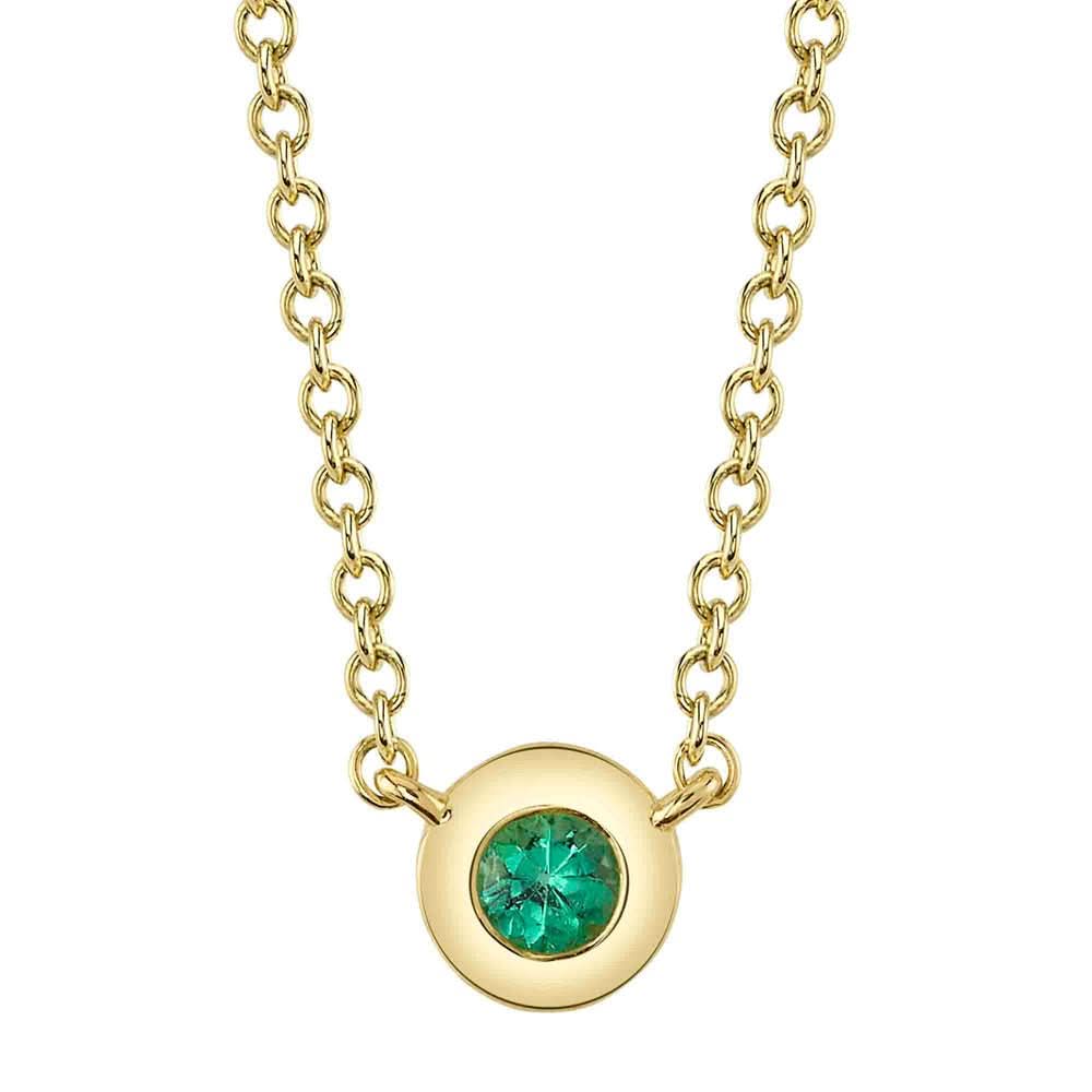 14K Yellow Gold Emerald Bezel Necklace - Susan Blake Jewelry
