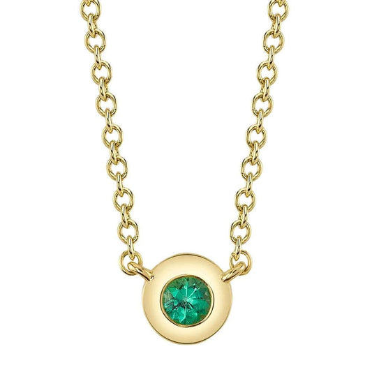 14K Yellow Gold Emerald Bezel Necklace - Susan Blake Jewelry