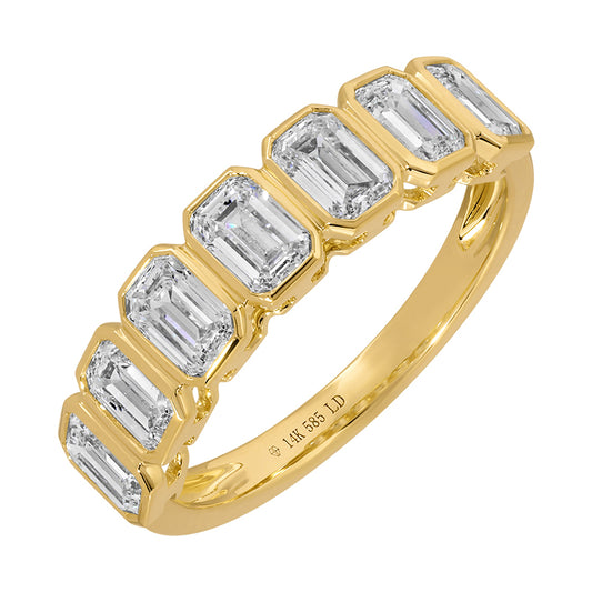 14k Yellow Gold Emerald Cut Lab Diamond Ring
