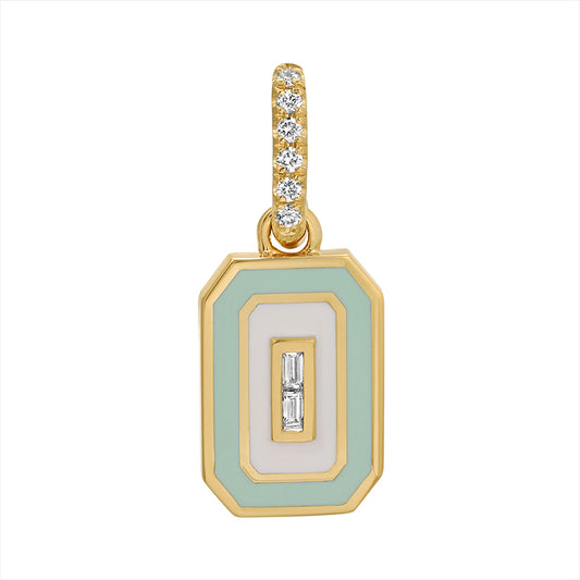 14k Yellow Gold Enamel Octagon Diamond Charm