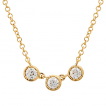 14k Yellow Gold Graduated Bezel Diamond W Gold Disc Chain Necklace - Susan Blake Jewelry