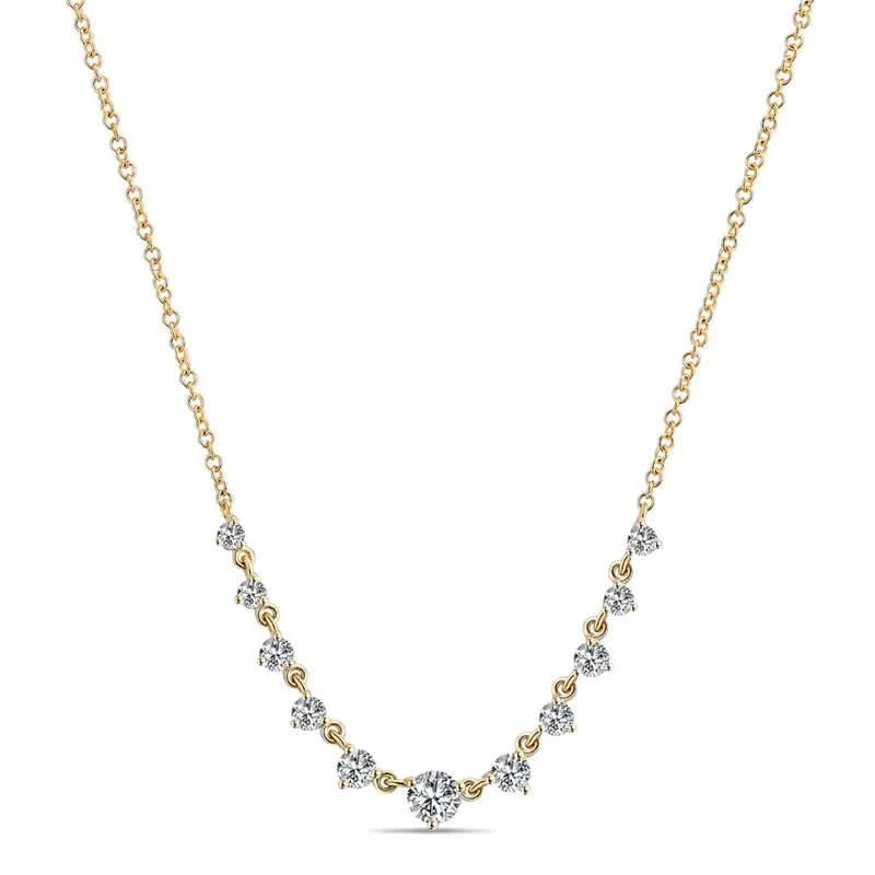 14K Yellow Gold Graduated Diamond Necklace