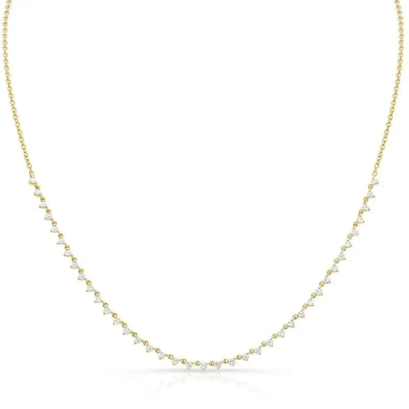 14K Yellow Gold Illusion Prong Set Diamond Necklace