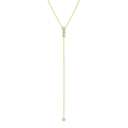 14K Yellow Gold Lab Diamond Bezel Lariat Necklace