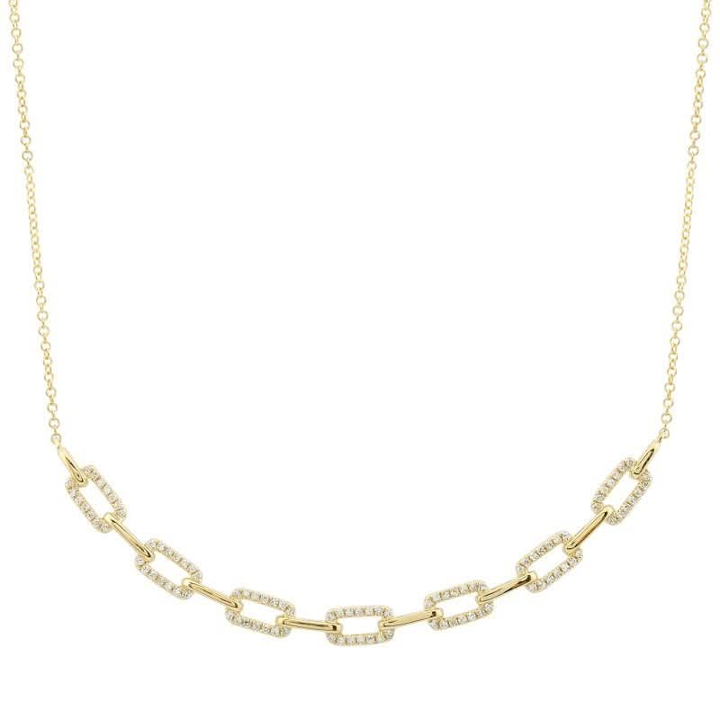 14k Yellow Gold Link Diamond Necklace