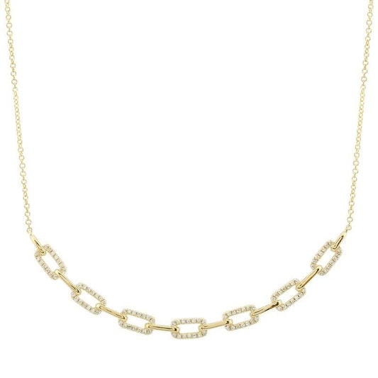 14k Yellow Gold Link Diamond Necklace
