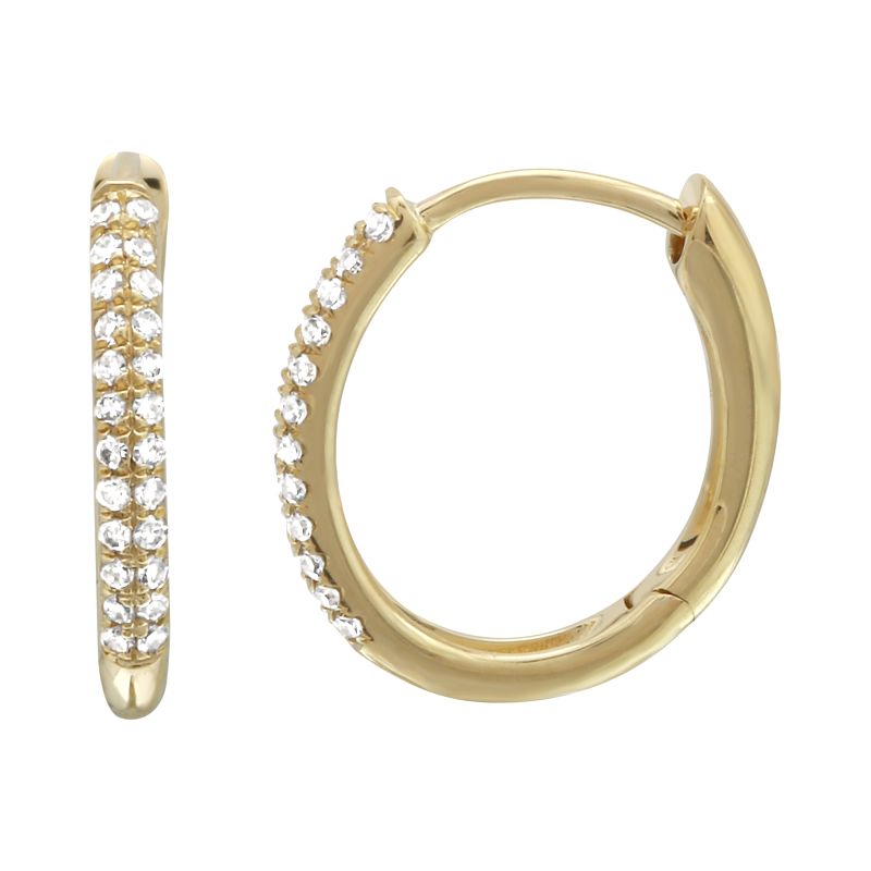 14k Yellow Gold Pavé Diamond Huggie Earrings (12 × 13 mm)